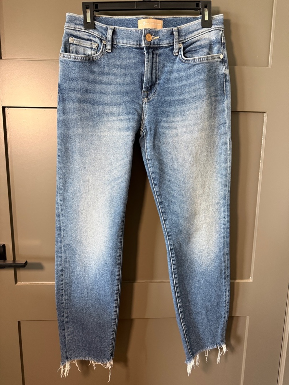 7 For All Mankind Luxe Vintage Roxanne Ankle Raw Hem Straight Jeans